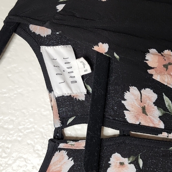 Lost + Wander Black Floral Flutter Sleeve Ruffle Hem Romper - Picture 4 of 12